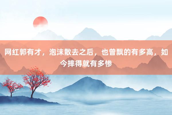 网红郭有才，泡沫散去之后，也曾飘的有多高，如今摔得就有多惨
