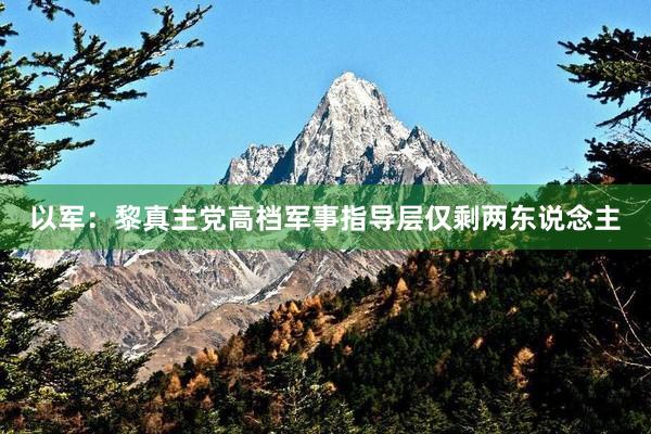 以军：黎真主党高档军事指导层仅剩两东说念主