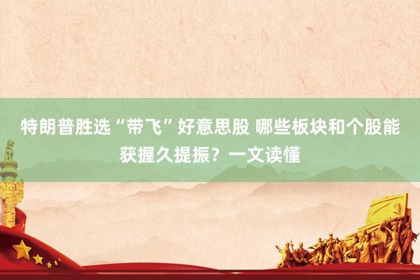 特朗普胜选“带飞”好意思股 哪些板块和个股能获握久提振？一文读懂