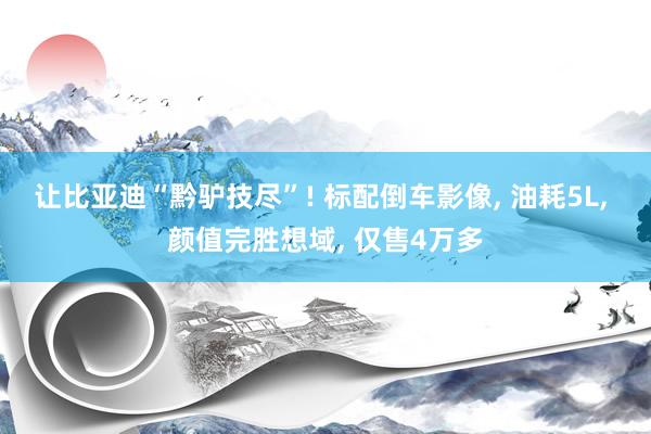 让比亚迪“黔驴技尽”! 标配倒车影像, 油耗5L, 颜值完胜想域, 仅售4万多
